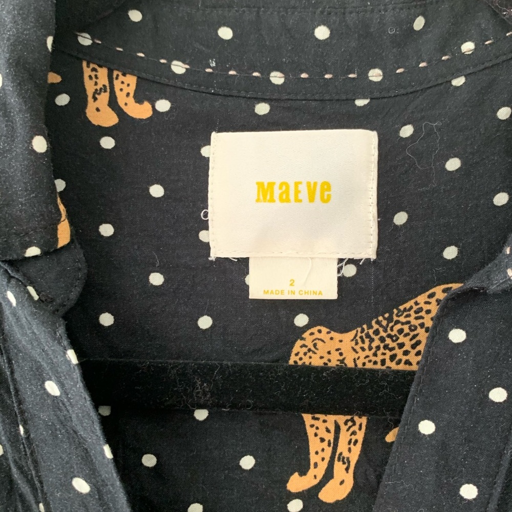 Anthropologie leopard button front rayon blouse M - Picture 4 of 8